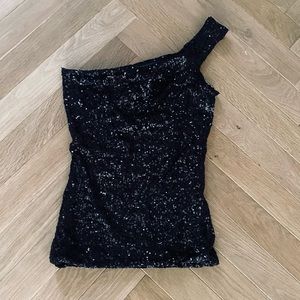 ISABEL MARANT ONE SHOULDER SEQUIN TOP
